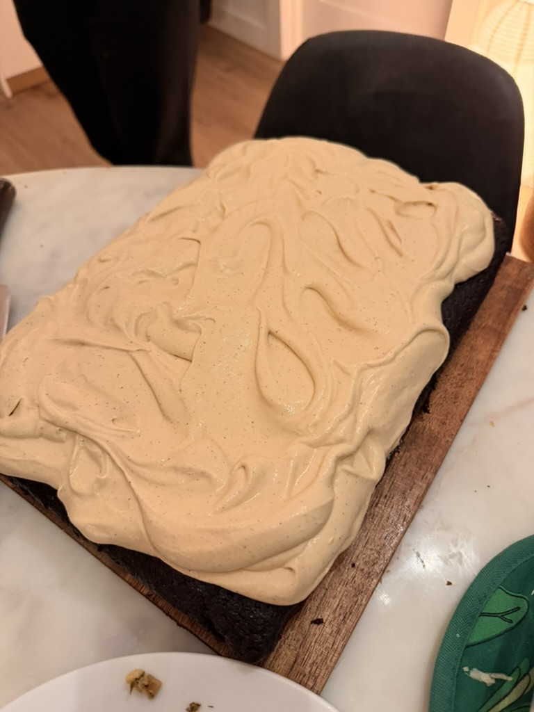 Chocolate cake with burnt honey frosting